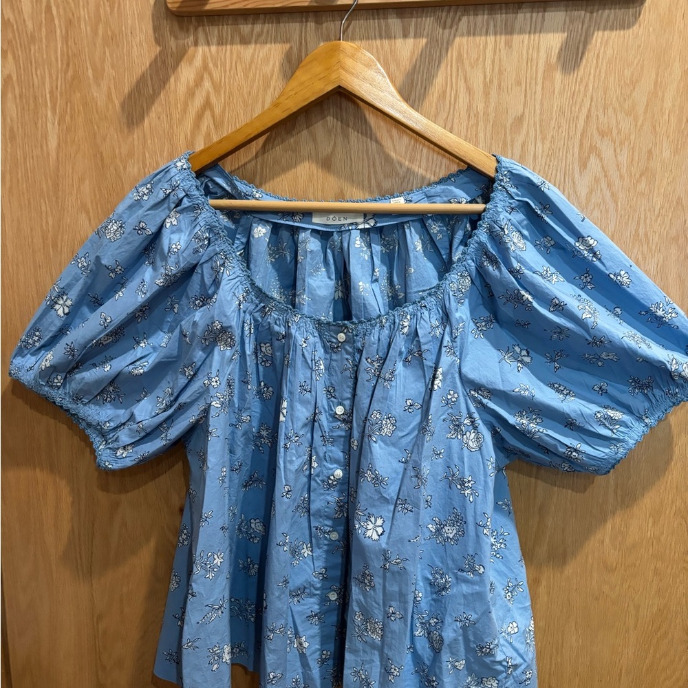 Doen June Top Floral Blue